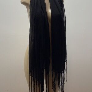 Zuliana Black Scarf With Fringe. Made In India.